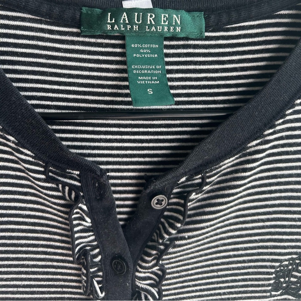 RALPH LAUREN long sleeve night gown striped buttons ruffle - Picture 5 of 5